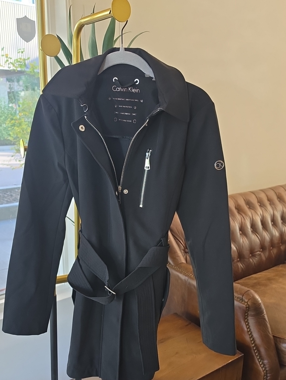 Calvin Klein Black Belted Trench Coat